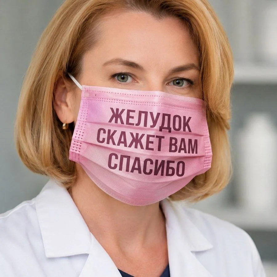 Креатив проекта: здоровье и ЖКТ, регистрация в воронку - врач в маске «желудок скажет вам спасибо»